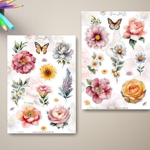 Wildblumen Sticker Set - Aufkleber, Perfekt zur Dekoration Notiz-Tagebüchern, Notebooks, Gegenständen, Laptop Handy oder Geschenken- #2243