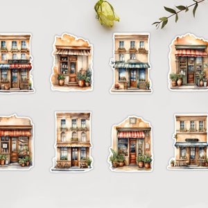 8 Café Shops-stickerset - Creëer een gastvrije sfeer met deze charmante stickers, Scrapbook Journal Planner Laptop - #2209