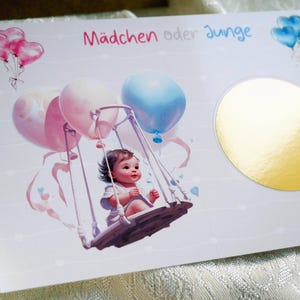 Gender Reveal Scratch Card - Ragazza o Ragazzo - Formato A6, 1 Campo, Gratta e Vinci per Gender Reveal - Oro, Busta