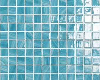 modern 1x1 5609 zen blue glossy glass - mosaic tile
