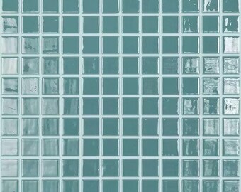 modern 1x1 093832m green turquoise glossy glass - 832 mosaic tile