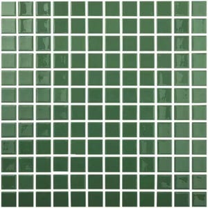 modern 1x1 093602m dark green glossy glass - 602 mosaic tile