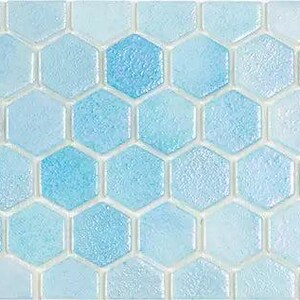 modern h35551mm shell hex border air - 551 glossy glass mosaic tile