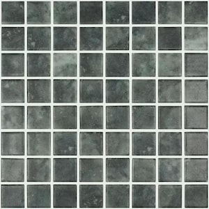 modern 1.5x1.5 5703 jng m 1.5" green black glass matte - mosaic tile