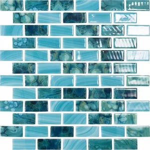 modern 5607 sky 1x2 br glossy glass - mosaic tile