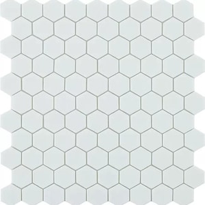 modern 1x1 h35910m matt white 910 hex matte glass - mosaic tile