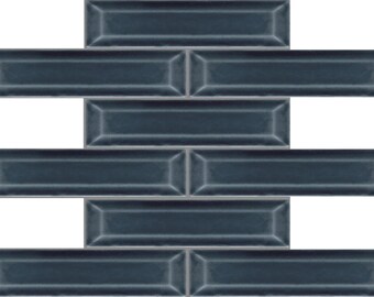 Modern 2X8 Blue Beveled Subway Glossy Ceramic Mosaic Tile W50KINEBL1112MBV