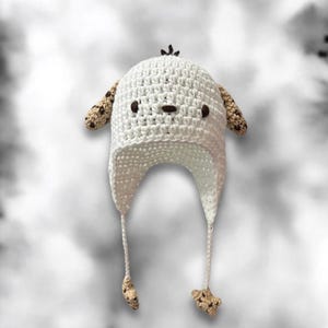 Gorro de crochê feito à mão com orelhas de cachorro e cordões de estrelas, acessório kawaii. imagem 2