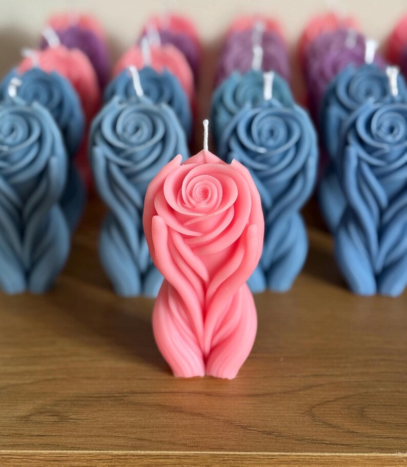 Świeca sojowa Yoni Rose Vulva Shape Body Positive Decor, świeca artystyczna dla bogini, wyjątkowy, uwodzicielski prezent na wieczór panieński, dekoracja promująca dobre samopoczucie seksualne zdjęcie 12