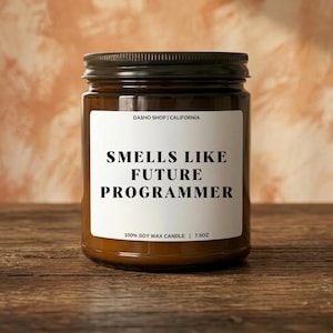 Smells Like Future Programmer Candle, Software Engineer Gift, Computer Science Graduation Present, Coding Student Gift, New Coder Soy Wax