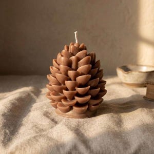 Pinecone Candle Decor, Rustic Lodge Aesthetic, Woodland Gift for Nature Lover, Cabin Core Home Accents, Pine Cone Sculpture, Forest Candle