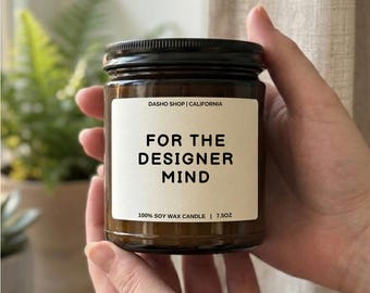 デザイナー向けキャンドル、美的センスのある建築家へのギフト、クリエイティブスタジオの装飾、グラフィックデザイナーへのプレゼント、ミニマリストなソイワックスジャー、アートスタジオ