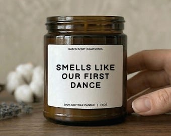 Smells Like Our First Dance, cadeau eerste verjaardag, kaars romantisch paar, aandenken bruiloftslied, papieren jubileum, cadeau voor echtgenoot