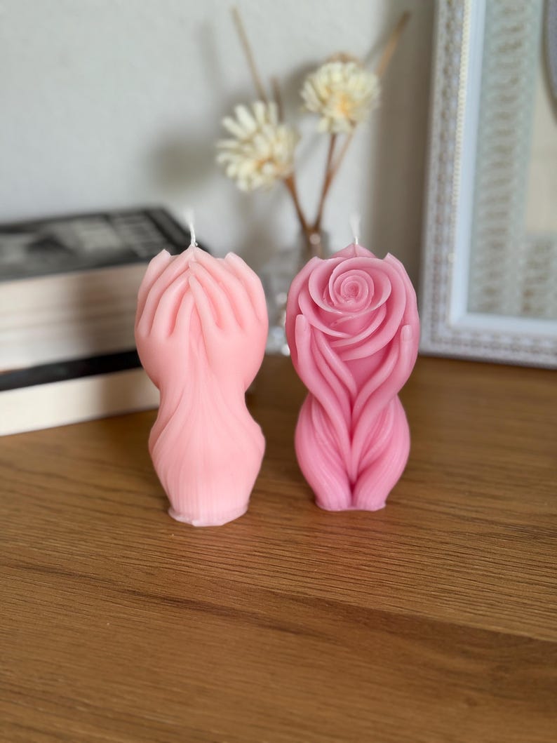 Świeca sojowa Yoni Rose Vulva Shape Body Positive Decor, świeca artystyczna dla bogini, wyjątkowy, uwodzicielski prezent na wieczór panieński, dekoracja promująca dobre samopoczucie seksualne zdjęcie 13