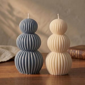 Vela de cera de soja de triple esfera, decoración escultural moderna con burbujas, pilar geométrico para decorar estanterías, regalo minimalista zen para el hogar, arte estético