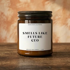 Vela con aroma a futuro CEO, regalo de graduación de MBA, regalo para emprendedores (para ella o para él), obsequio para dueños de pequeñas empresas, decoración para mujeres emprendedoras, cera de soja.