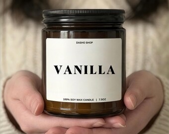 Vanilla Soy Candle in Amber Jar Warm Cozy Scented Gift Creamy Sweet Home Fragrance Relax Aromatherapy Candle for Bedroom Living Room Decor