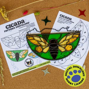 Cicada • Stained Glass Pattern • Digital Download • HOBBY LICENSE