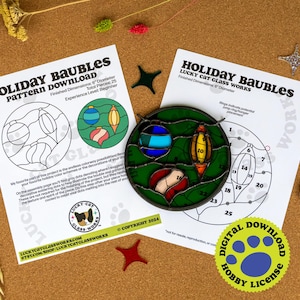 Holiday Baubles • Stained Glass Pattern • Digital Download • HOBBY LICENSE