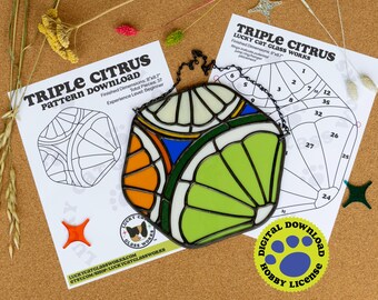 Triple Citrus • Stained Glass Pattern • Digital Download • HOBBY LICENSE