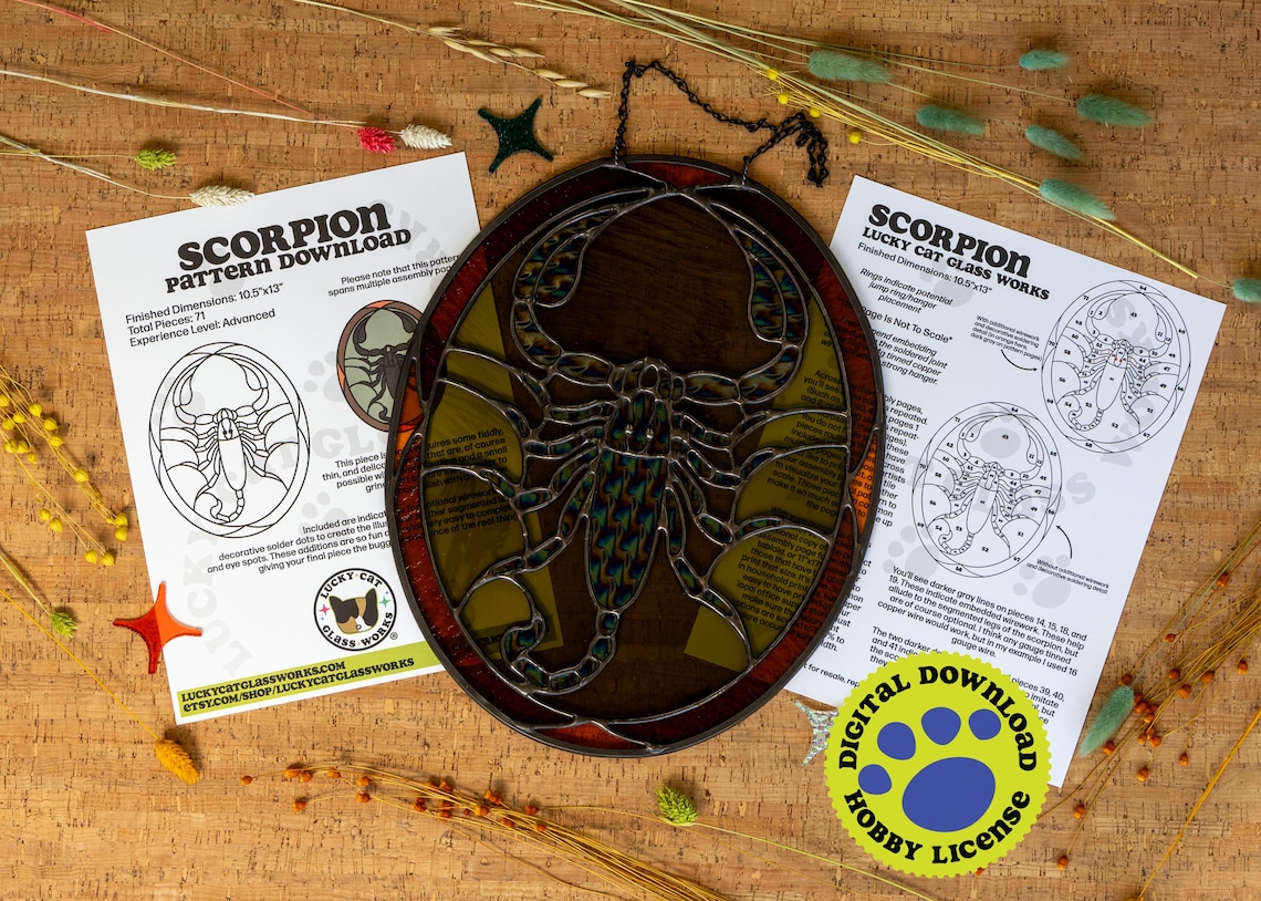 Scorpion • Stained Glass Pattern • Digital Download • HOBBY LICENSE - Etsy