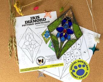 Iris Diamond • Stained Glass Pattern • Digital Download • HOBBY LICENSE