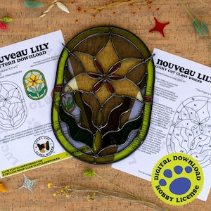 Nouveau Lily • Stained Glass Pattern • Digital Download • HOBBY LICENSE
