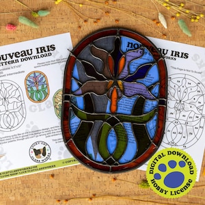 Nouveau Iris • Stained Glass Pattern • Digital Download • HOBBY LICENSE