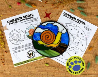 Caracol de jardín • Patrón de vitral • Descarga digital • LICENCIA DE HOBBY