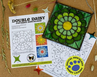 Doppelte Daisy • Glasmalerei • Digitaler Download • HOBBY LIZENZ