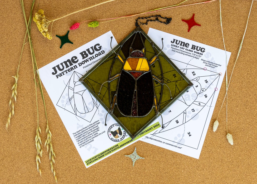 June Bug • Stained Glass Pattern • Digital Download • HOBBY LICENSE - Etsy