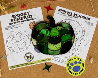 Spooky Pumpkin • Stained Glass Pattern • Digital Download • HOBBY LICENSE