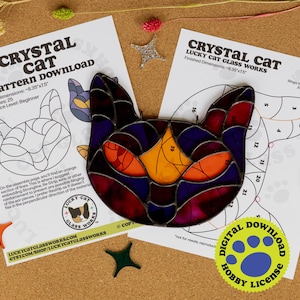 Crystal Cat • Stained Glass Pattern • Digital Download • HOBBY LICENSE