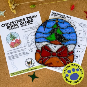 Christmas Tree Snow Globe • Stained Glass Pattern • Digital Download • HOBBY LICENSE