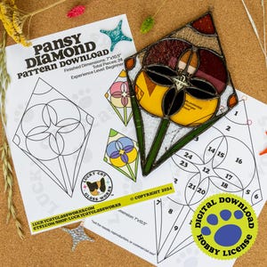 Pansy Diamond • Stained Glass Pattern • Digital Download • HOBBY LICENSE
