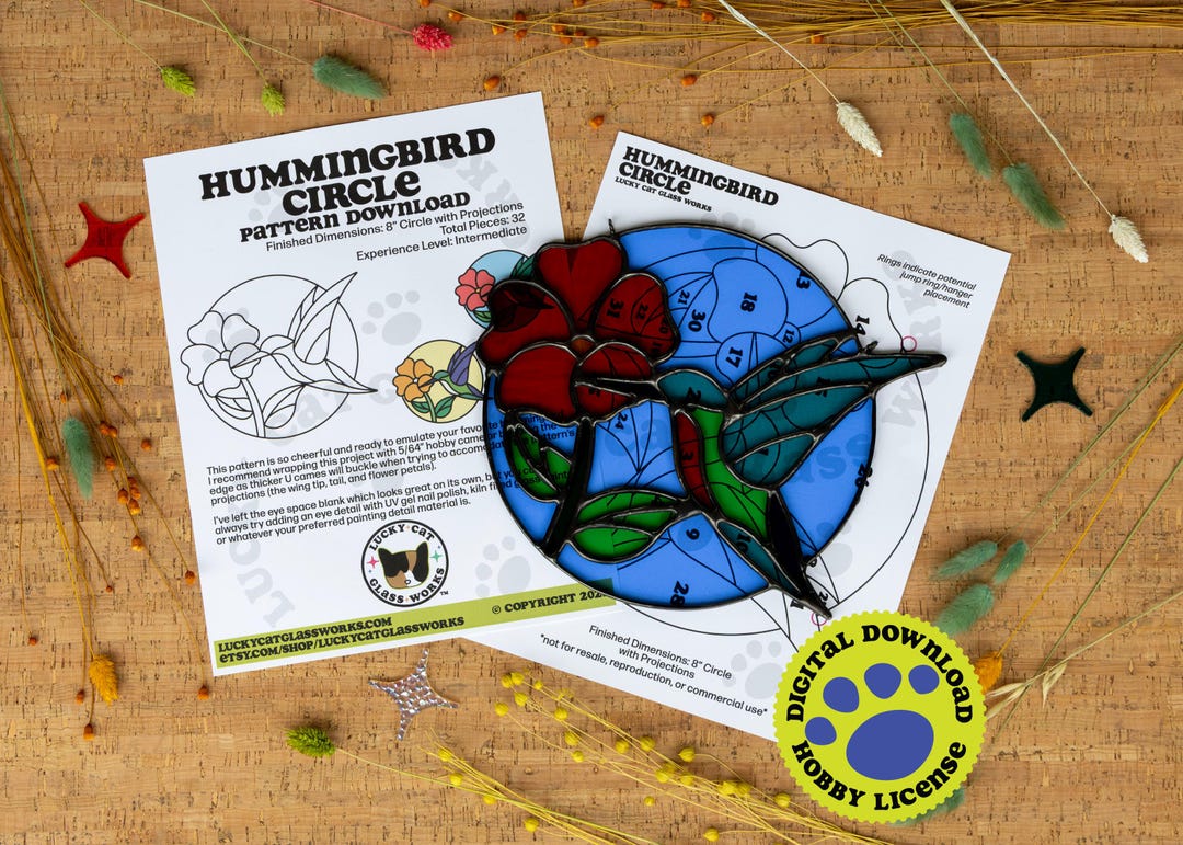 Hummingbird Circle • Stained Glass Pattern • Digital Download • HOBBY ...
