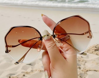 Lunettes de soleil d'été pour femme - Lunettes de protection UV élégantes pour le soleil d'été - Lunettes de vue de luxe à la mode
