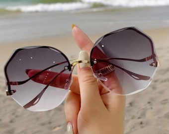 Lunettes de soleil d'été pour femme - Lunettes de protection UV élégantes pour le soleil d'été - Lunettes de vue de luxe à la mode