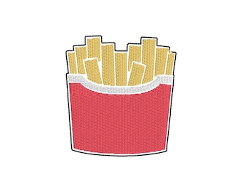 French Fries Machine Embroidery Design, Instant Download Files