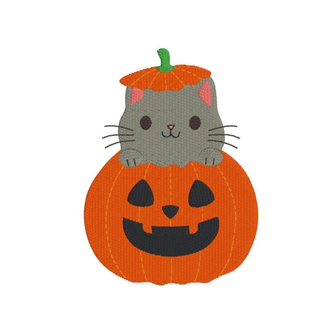 Cat Pumpkin Machine Embroidery Design: Several Sizes and Machine ...