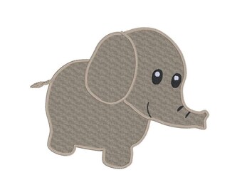 Diseño de bordado a máquina de aplique de elefante, archivos de DESCARGA INSTANTÁNEA