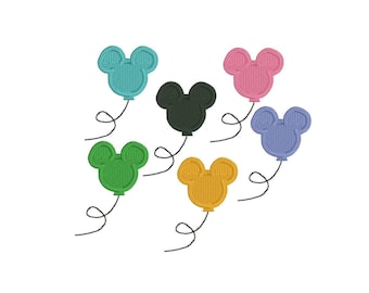 Diseño de bordado a máquina de globo de ratón, descarga instantánea