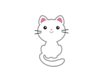 Diseño de bordado de apliques de gato: Gatito bordado a máquina (descarga instantánea)