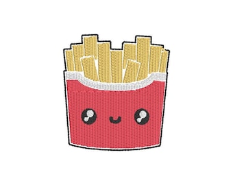 Happy Face French Fries Machine Embroidery Design, Instant Download Files