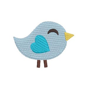 Happy Heart Bird Machine Embroidery Design (Instant Download)