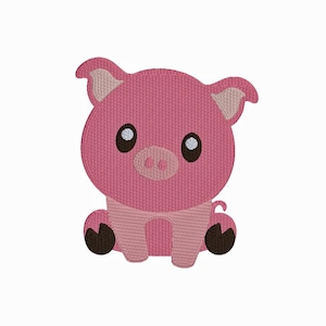 Pig Sitting Machine Embroidery Design, Cute Piggy Embroidery Design, Instant Download Files