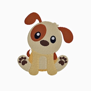 Puppy Dog Sitting Machine Embroidery Design, Baby Puppy Embroidery Design, Instant Download Files