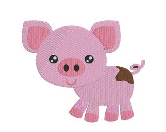 Schwein stehend Stickdatei, süßes Schweinchen Stickdatei, süßes Schweinchen Stickmuster, Instant Download