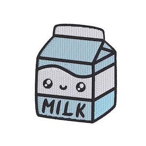 Milk Carton Machine Embroidery Design, Milk Fill Embroidery Design, Instant Download Files