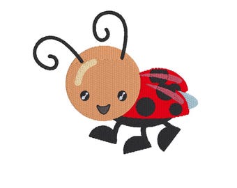 Lady Bug Machine Embroidery Design, Cute Ladybug Embroidery Design, Instant Download Files